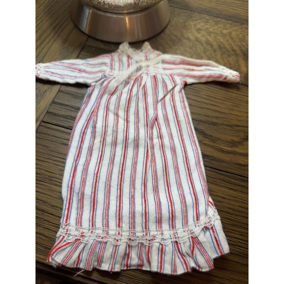 Vintage Barbie flannel nightgown striped with bow - Picture 1 of 4